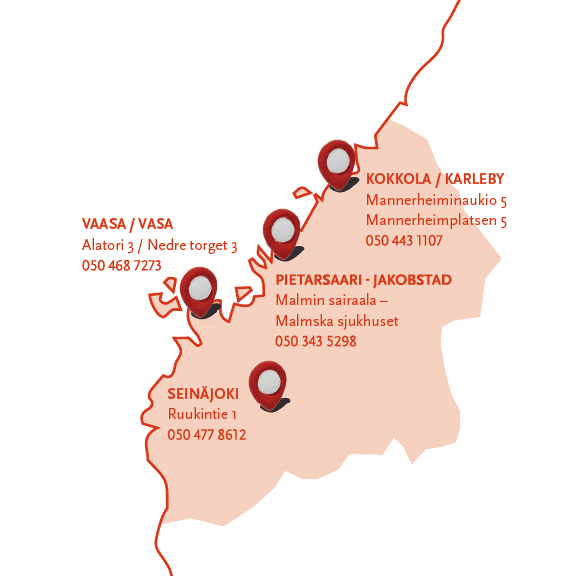 Kartta Pohjanmaan Syöpäyhdistys